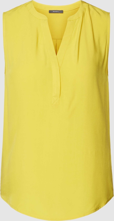 Żółta bluzka Montego bez rękawów w stylu casual z dekoltem w kształcie litery v