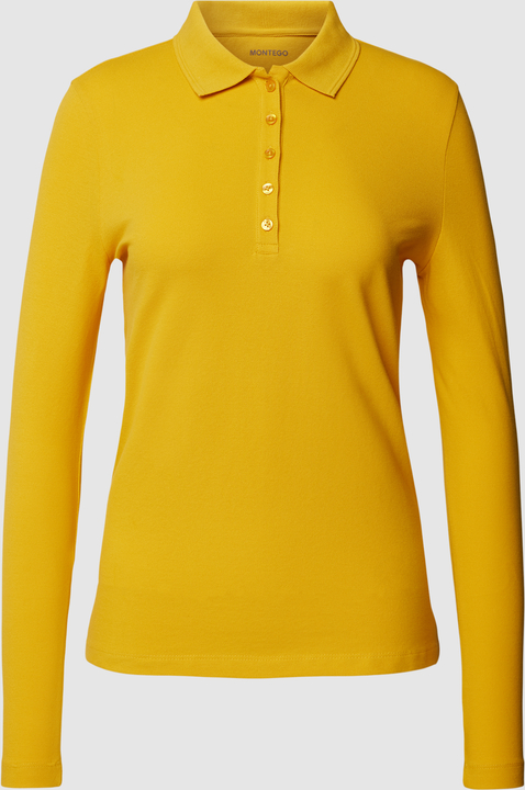 Żółta bluzka Montego z kołnierzykiem z bawełny