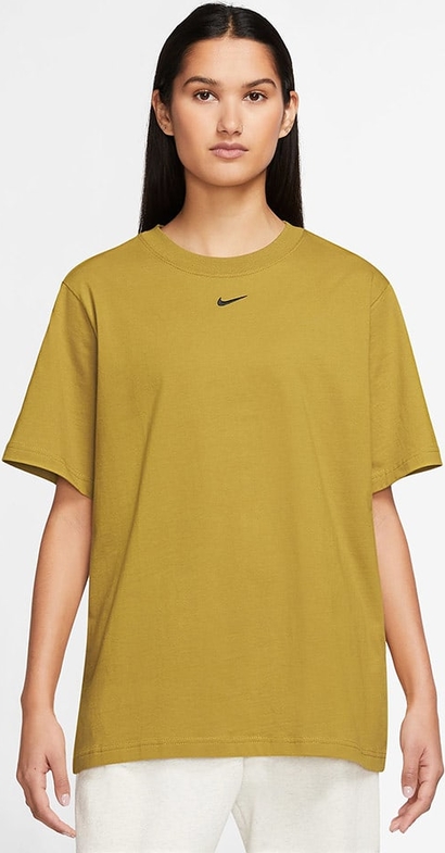 Żółta bluzka Nike w sportowym stylu z krótkim rękawem