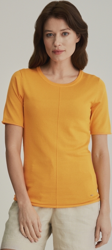 Żółta bluzka Ochnik w stylu casual z krótkim rękawem
