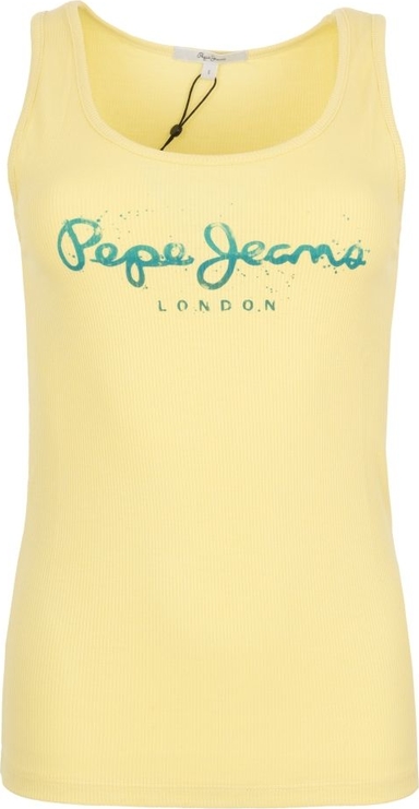Żółta bluzka Pepe Jeans z okrągłym dekoltem na ramiączkach