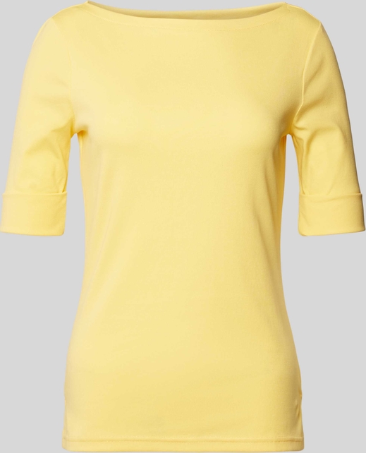 Żółta bluzka Ralph Lauren z okrągłym dekoltem z krótkim rękawem