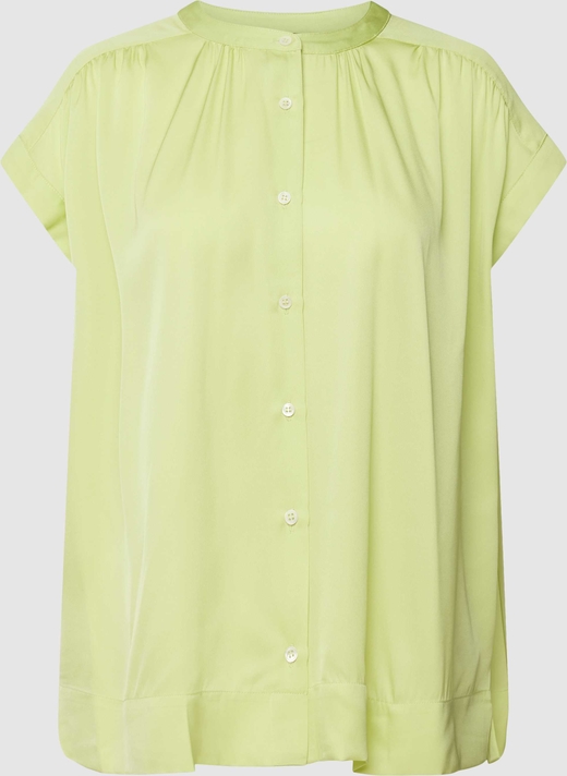 Żółta bluzka Repeat z jedwabiu w stylu casual z krótkim rękawem