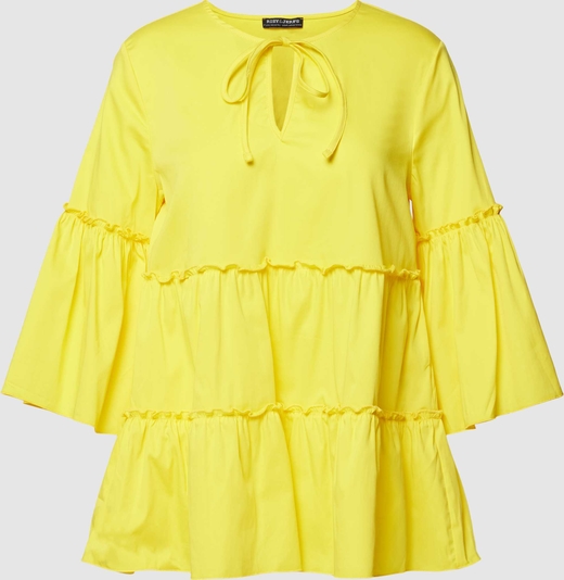 Żółta bluzka Risy & Jerfs z okrągłym dekoltem z bawełny w stylu casual