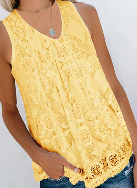 Żółta bluzka Sandbella z dekoltem w kształcie litery v