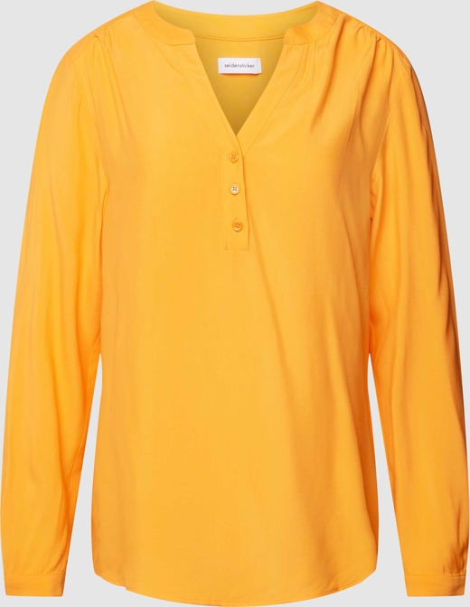 Żółta bluzka Seidensticker z dekoltem w kształcie litery v w stylu casual z długim rękawem