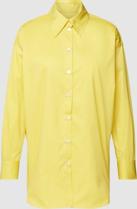Żółta bluzka Seidensticker z kołnierzykiem z bawełny z długim rękawem