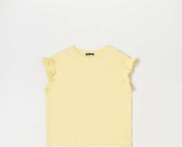 Żółta bluzka Sinsay z bawełny w stylu casual