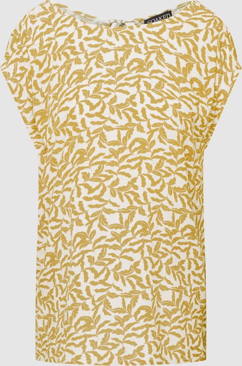 Żółta bluzka Soaked in Luxury z krótkim rękawem w stylu casual z okrągłym dekoltem