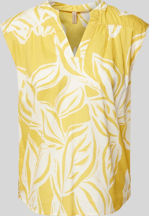 Żółta bluzka Soyaconcept w stylu casual z krótkim rękawem z bawełny