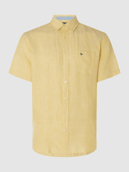 Żółta koszula Fynch Hatton z krótkim rękawem z lnu