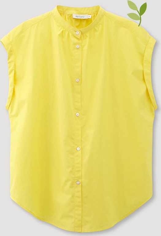 Żółta koszula hessnatur w stylu casual ze stójką z bawełny