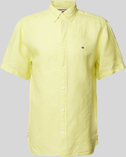 Żółta koszula Tommy Hilfiger z klasycznym kołnierzykiem z krótkim rękawem