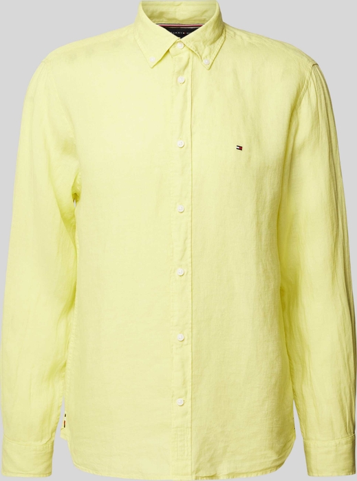 Żółta koszula Tommy Hilfiger z lnu w stylu casual