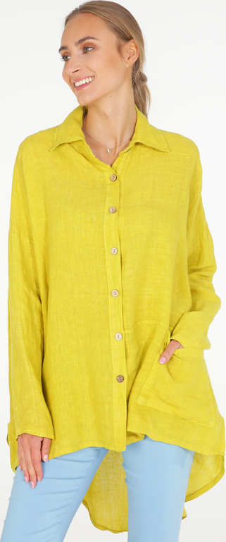 Żółta koszula Unisono z długim rękawem w stylu casual
