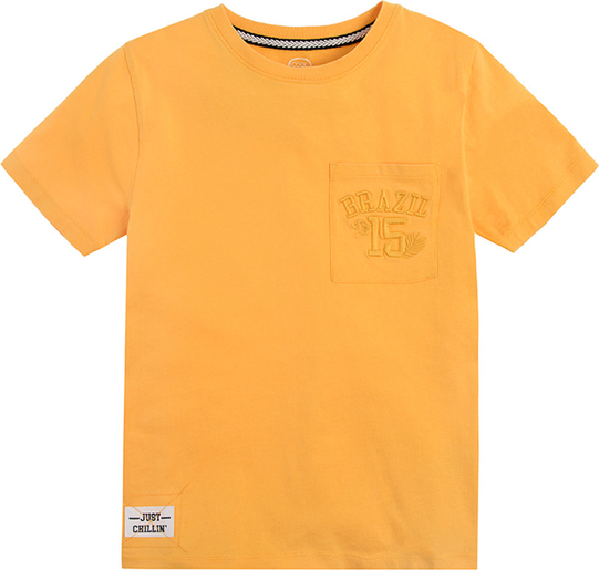 Żółta koszulka dziecięca Cool Club z bawełny z krótkim rękawem dla chłopców