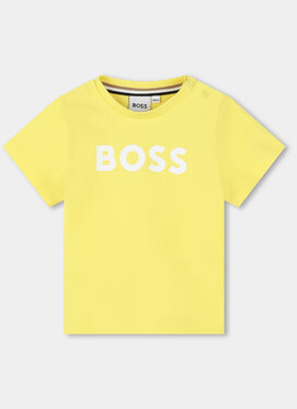 Żółta koszulka dziecięca Hugo Boss dla chłopców z krótkim rękawem
