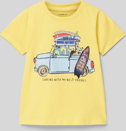 Żółta koszulka dziecięca Name it z bawełny