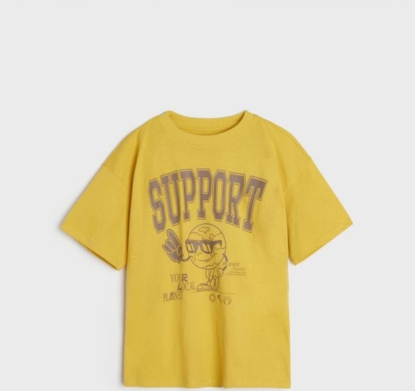 Żółta koszulka dziecięca Sinsay dla chłopców z bawełny