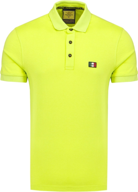 Żółta koszulka polo Aeronautica Militare z krótkim rękawem