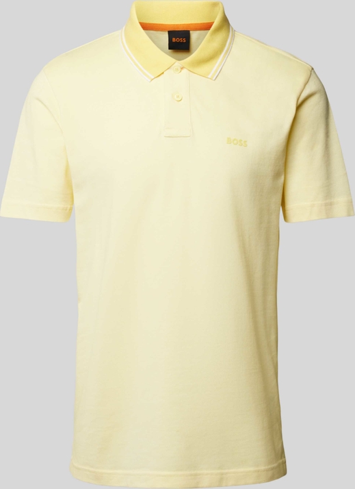 Żółta koszulka polo Hugo Boss z bawełny w stylu casual z nadrukiem
