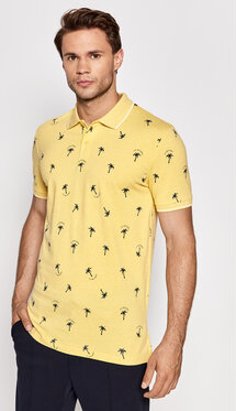 Żółta koszulka polo Jack & Jones z krótkim rękawem w młodzieżowym stylu
