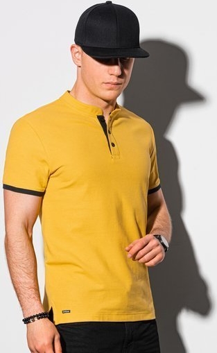 Żółta koszulka polo Ombre z bawełny w stylu casual