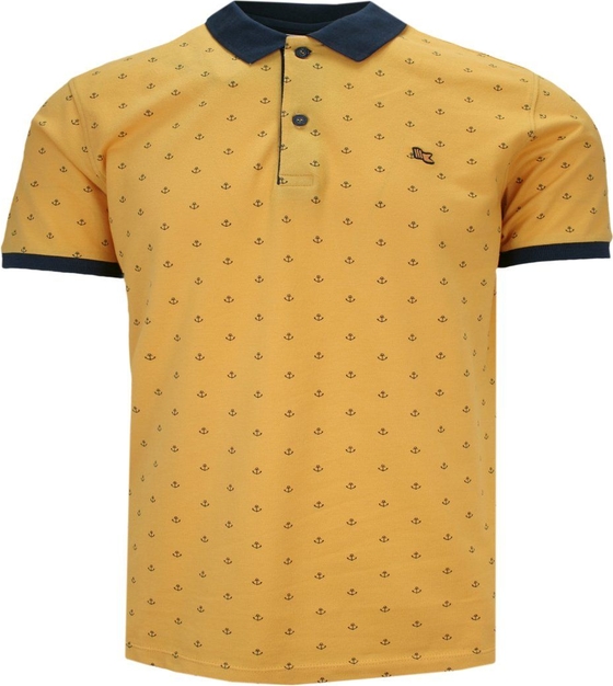 Żółta koszulka polo Porthal w stylu casual z bawełny z krótkim rękawem