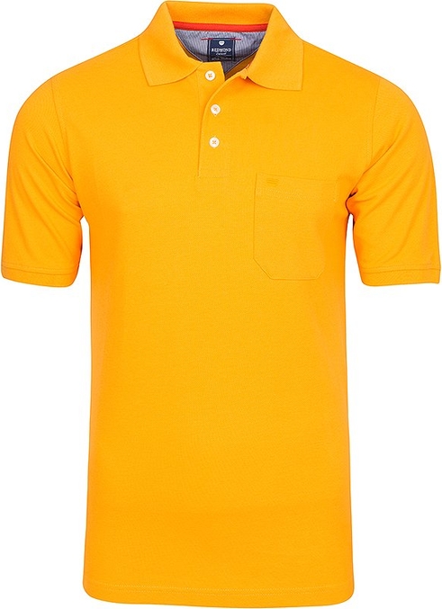 Żółta koszulka polo Redmond w stylu casual z bawełny z krótkim rękawem