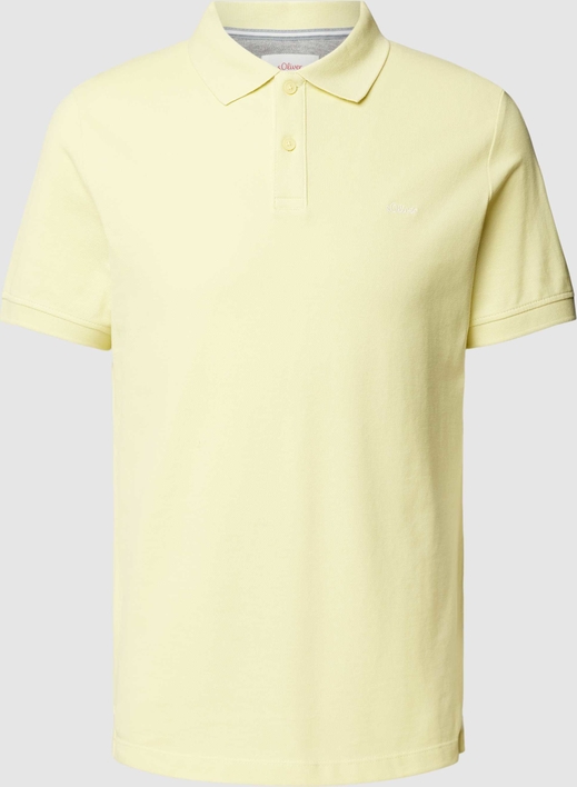 Żółta koszulka polo S.Oliver z krótkim rękawem w stylu casual z bawełny