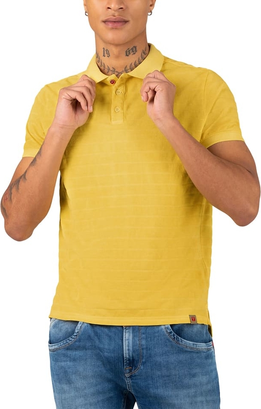 Żółta koszulka polo Timezone w stylu casual z bawełny z krótkim rękawem