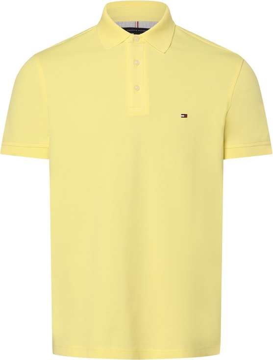 Żółta koszulka polo Tommy Hilfiger z bawełny z krótkim rękawem