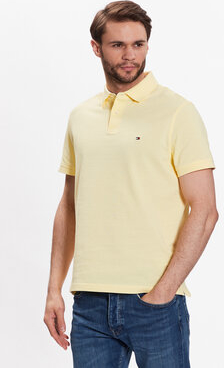 Żółta koszulka polo Tommy Hilfiger z krótkim rękawem w stylu casual