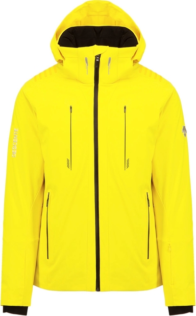 Żółta kurtka Descente w sportowym stylu krótka z tkaniny