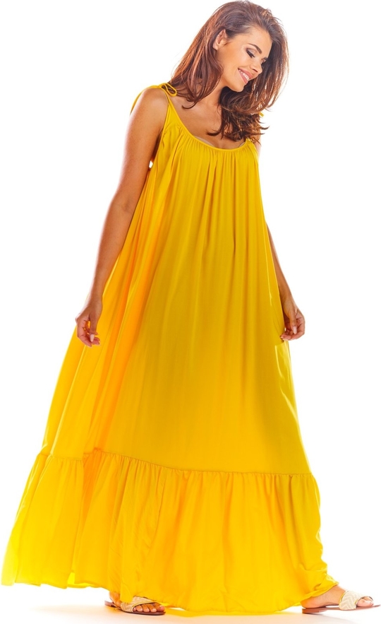 Żółta sukienka Awama z tkaniny maxi