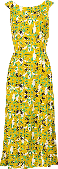 Żółta sukienka blutsgeschwister z okrągłym dekoltem w stylu casual
