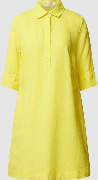 Żółta sukienka Christian Berg Woman koszulowa mini z lnu