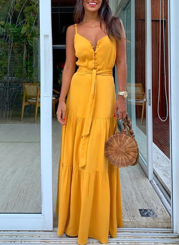 Żółta sukienka Cikelly na ramiączkach