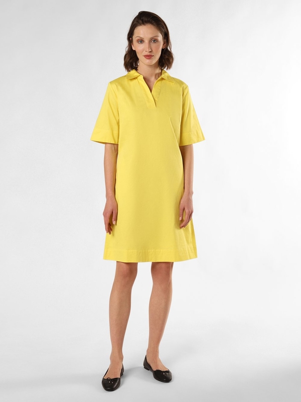 Żółta sukienka comma, z krótkim rękawem mini koszulowa