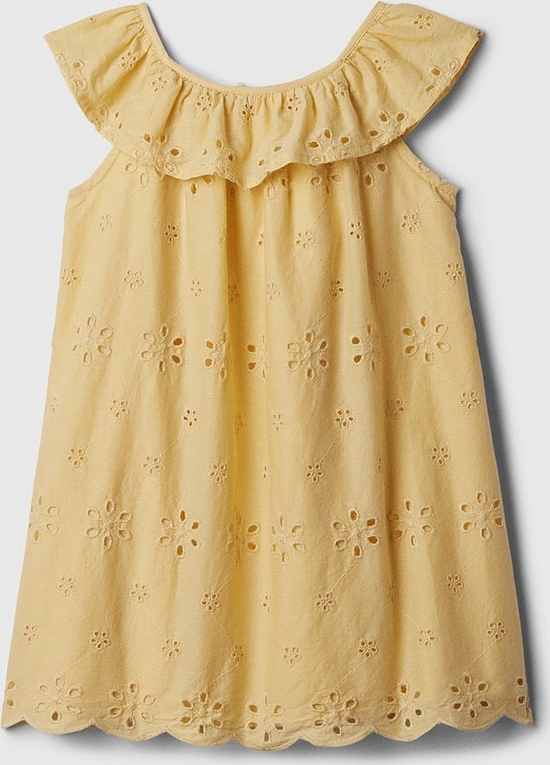 Żółta sukienka dziewczęca Gap w kwiatki z bawełny