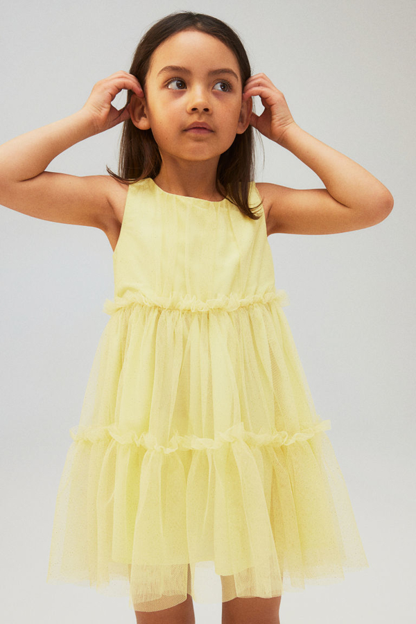 Żółta sukienka dziewczęca H & M z tiulu