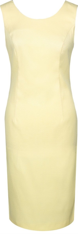 Żółta sukienka Fokus bez rękawów midi z okrągłym dekoltem