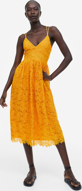 Żółta sukienka H & M z dżerseju midi
