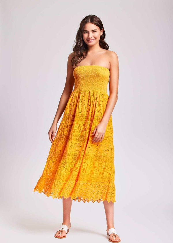 Żółta sukienka Iconique na ramiączkach w stylu casual