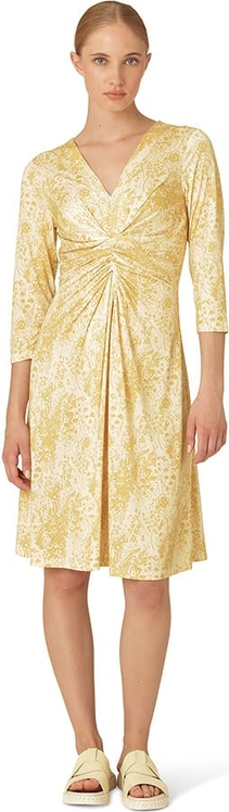 Żółta sukienka Ilse Jacobsen z długim rękawem w stylu casual z dekoltem w kształcie litery v