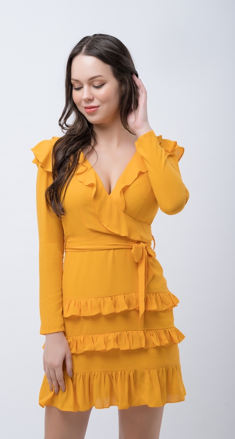 Żółta sukienka Justmelove w stylu casual mini