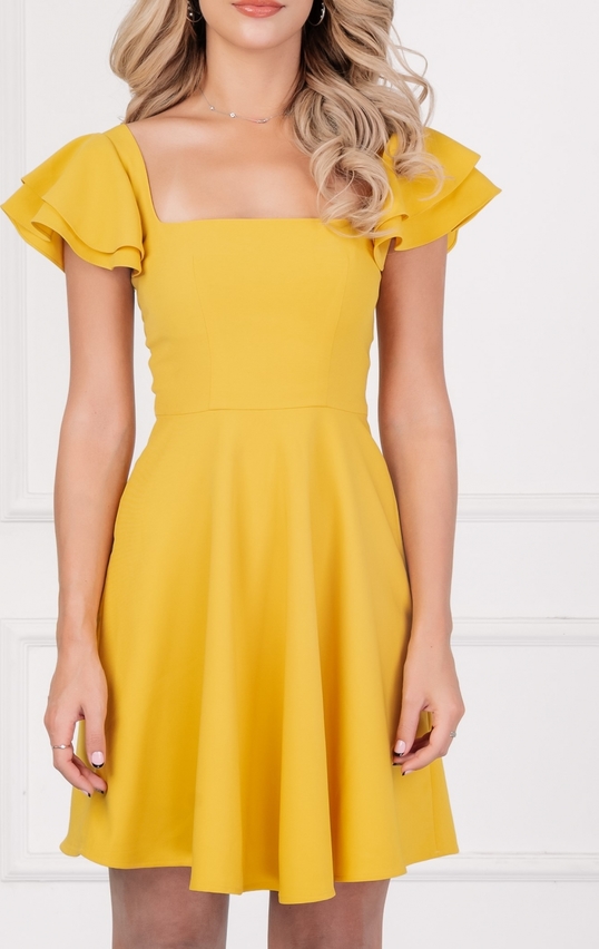 Żółta sukienka Justmelove z krótkim rękawem hiszpanka