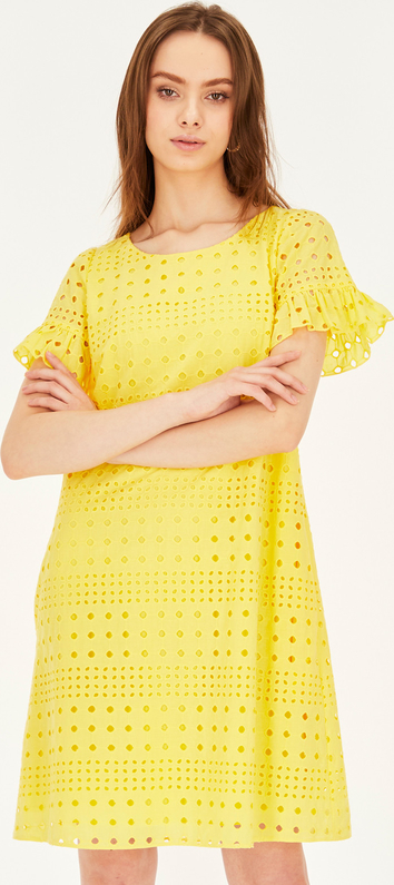 Żółta sukienka L’AF z krótkim rękawem