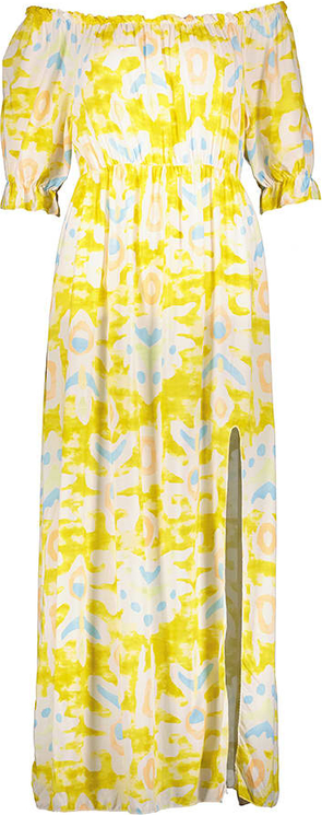 Żółta sukienka miss goodlife maxi z dekoltem w kształcie litery v dla puszystych