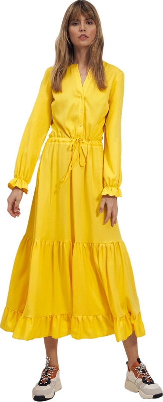 Żółta sukienka Nife w stylu casual maxi